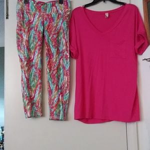 Tshirt and yoga capri stretch pants